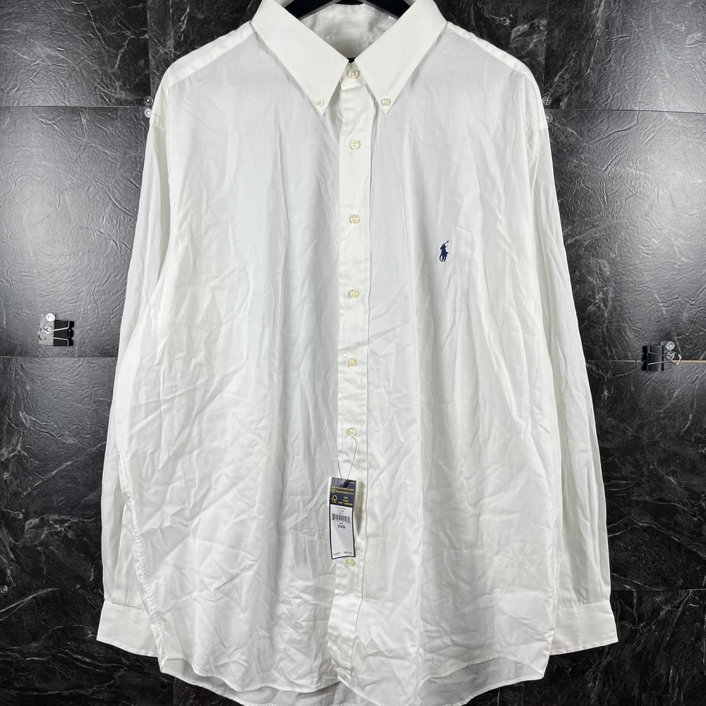 Polo Ralph Lauren Men's White Oxford Button Sleeve Shirt 2XL (2XB) -New